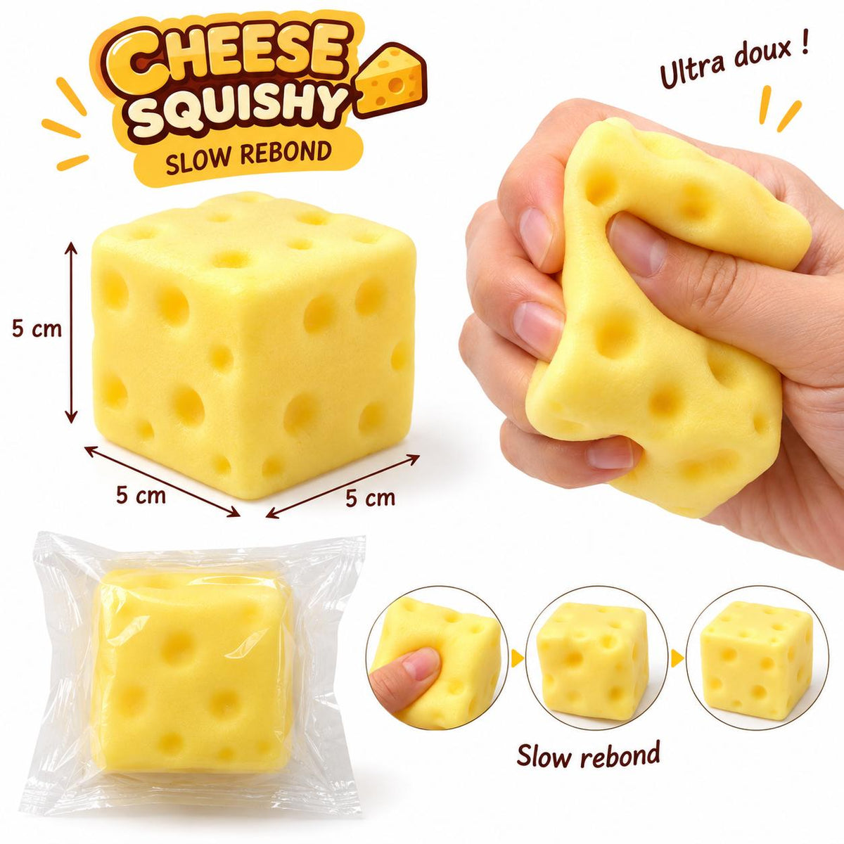 Squishy Cheese à Rebond lent - 5 cm